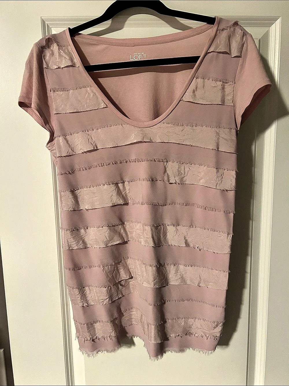 LOFT Short Sleeve Top in Pink Size Medium